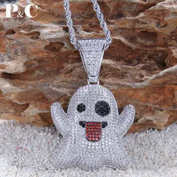 Ghost Pendant Cubic Zircon with Copper Bling Bling Gold Chain for men Men's Hip hop Jewelry For Gift Free cuban chain
Ghost Pendant Cubic Zircon with Copper Bling Bling Gold Chain for men Men's Hip hop Jewelry For Gift Free cuban chain