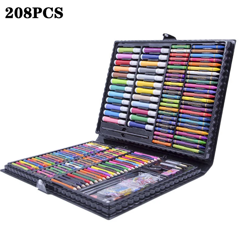 208 Pcs Kids Painting Pen Set Crayon Kids Drawing Art Set Colour Pencil  Water Colour Set Pensil Warna