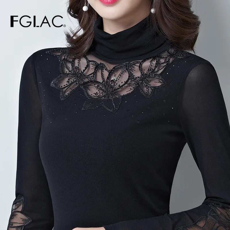 FGLAC 4XL Women t-shirt Fashion casual long sleeve Turtleneck Mesh tops New 2019 Autumn Plus size female's shirt
FGLAC 4XL Women t-shirt Fashion casual long sleeve Turtleneck Mesh tops New 2019 Autumn Plus size female's shirt