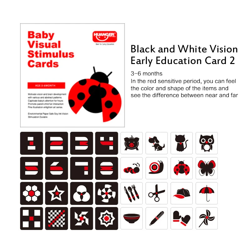 Baby Toy Color Training Early Education Card Black And White Cards Early Education Baby Visual Stimulation Toys 0-36 Months
Baby Toy Color Training Early Education Card Black And White Cards Early Education Baby Visual Stimulation Toys 0-36 Months