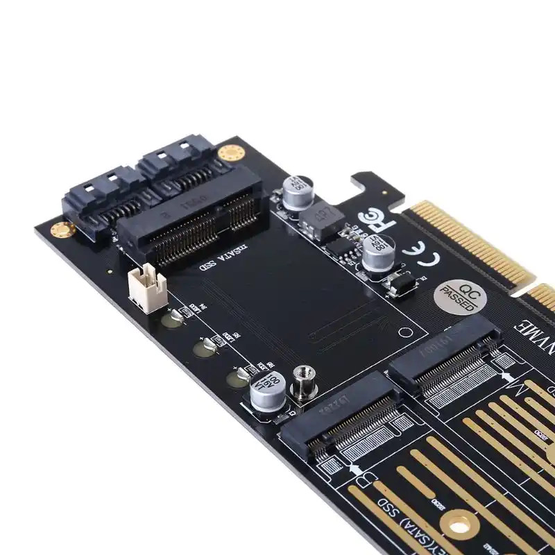 Переходник PCI E 3 в 1 для M.2 SSD PCIE к M2 адаптер Райзер с M ключом B Key mSATA 2 x 7Pin SATA порт NVME