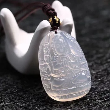 Natural white chalcedony pendant necklace
Natural white chalcedony pendant necklace