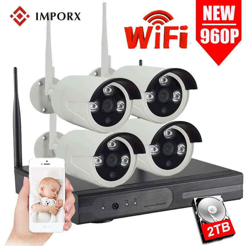 IMPORX 4CH 960P 1.3MP Wireless WIFI Security Camera System Kit Outdoor Waterproof IP Camera IR CCTV Video Surveillance NVR Set
IMPORX 4CH 960P 1.3MP Wireless WIFI Security Camera System Kit Outdoor Waterproof IP Camera IR CCTV Video Surveillance NVR Set