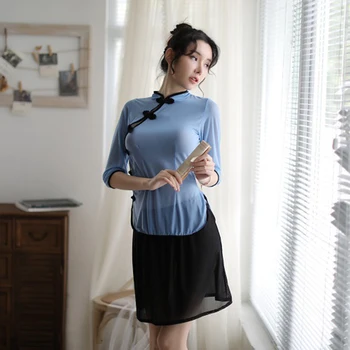 Chinese Style Suit Perspective Costumes Women Pajamas Set Sexy Lingerie Erotic Underwear Hanging Neck Strap Retro Apron
Chinese Style Suit Perspective Costumes Women Pajamas Set Sexy Lingerie Erotic Underwear Hanging Neck Strap Retro Apron