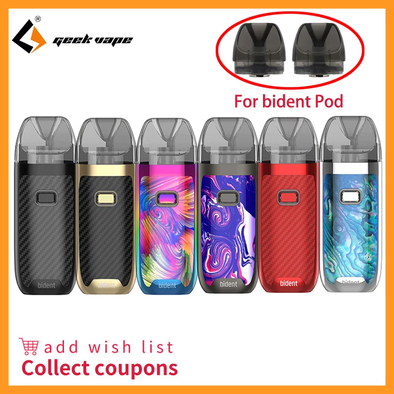 GeekVape Bident Kit Built-in 950mAh battery 2ml Cartridge Micro MTL/DTL Vape Kit With N80 coil E Cigarette Vape
GeekVape Bident Kit Built-in 950mAh battery 2ml Cartridge Micro MTL/DTL Vape Kit With N80 coil E Cigarette Vape