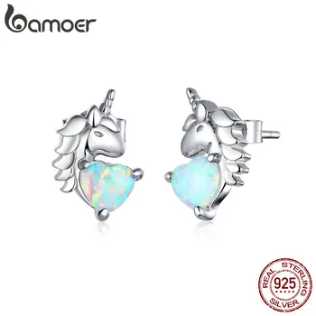 bamoer 925 Sterling Silver Licorne Stud Earrings for Women Sparkling Heart-shape White Opal Jewelry Hypoallergenic Gift SCE896 
bamoer 925 Sterling Silver Licorne Stud Earrings for Women Sparkling Heart-shape White Opal Jewelry Hypoallergenic Gift SCE896