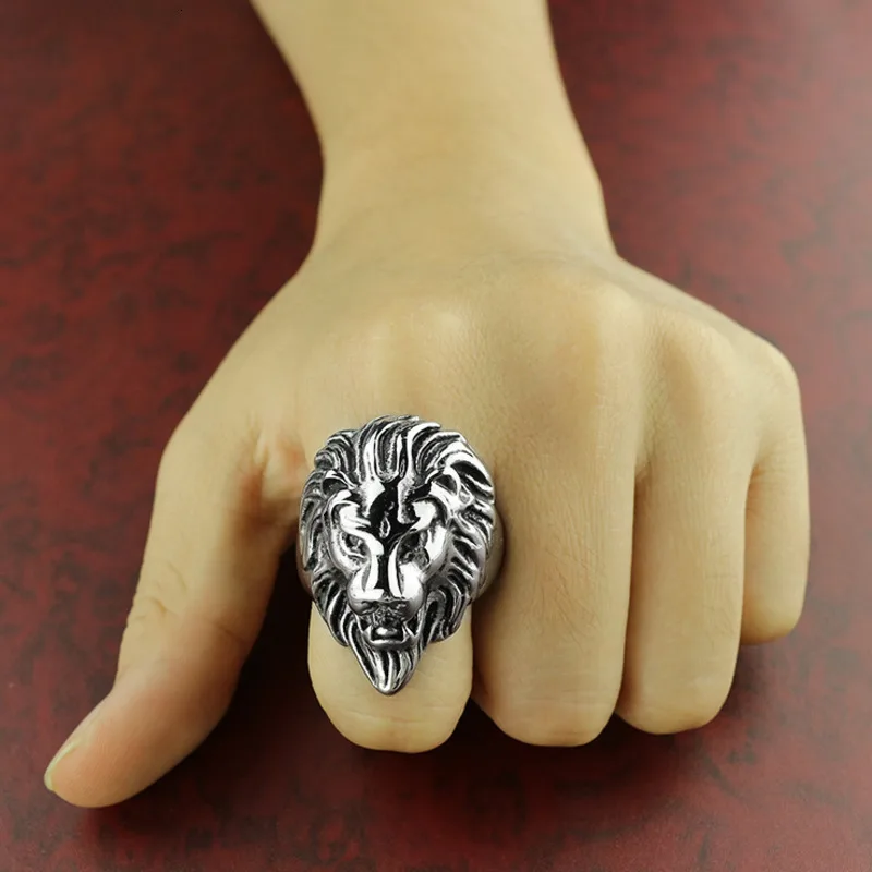 Stainless Steel Animal Lion Ring Men Gothic Steampunk 2020 Fashion Jewelry Vintage Gold Silver Colour Ringen Large Finger-ring 
Stainless Steel Animal Lion Ring Men Gothic Steampunk 2020 Fashion Jewelry Vintage Gold Silver Colour Ringen Large Finger-ring