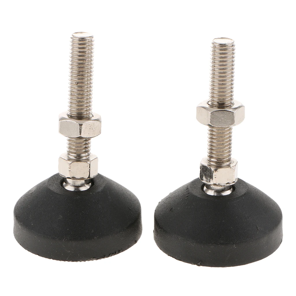 Pack 2 Carbon Steel Furniture Levelers Adjustable Levelling Feet Glides for Table, Chair, Workbench (Base Plate in Rubber) Pack 2 Carbon Steel Furniture Levelers Adjustable Levelling Feet Glides for Table, Chair, Workbench (Base Plate in Rubber)