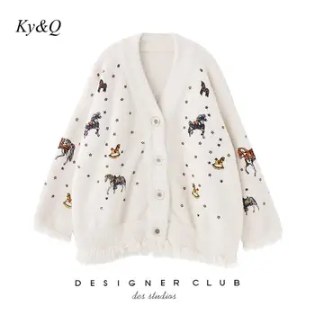 High Quality Lazy Wind Loose Cardigan Women's Tassel Sweater Pony Embroidery Single Breasted Cardigans Sweater Coat 2019 Winter
High Quality Lazy Wind Loose Cardigan Women's Tassel Sweater Pony Embroidery Single Breasted Cardigans Sweater Coat 2019 Winter