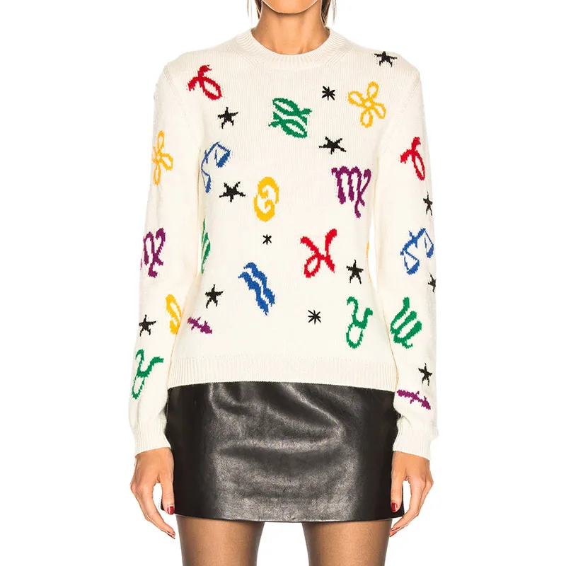 Beige Womens Sweaters 2019 Autumn Winter Note Letter Embroidery Women Sweaters and Pullovers Crew Neck Knitted Tops 
Beige Womens Sweaters 2019 Autumn Winter Note Letter Embroidery Women Sweaters and Pullovers Crew Neck Knitted Tops