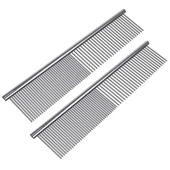 Pet Comb with Rounded Ends Stainless Steel,Cat Dog Comb for Removing Tangles and Knots,Grooming Deshedding Tool, 2Pcs
Pet Comb with Rounded Ends Stainless Steel,Cat Dog Comb for Removing Tangles and Knots,Grooming Deshedding Tool, 2Pcs