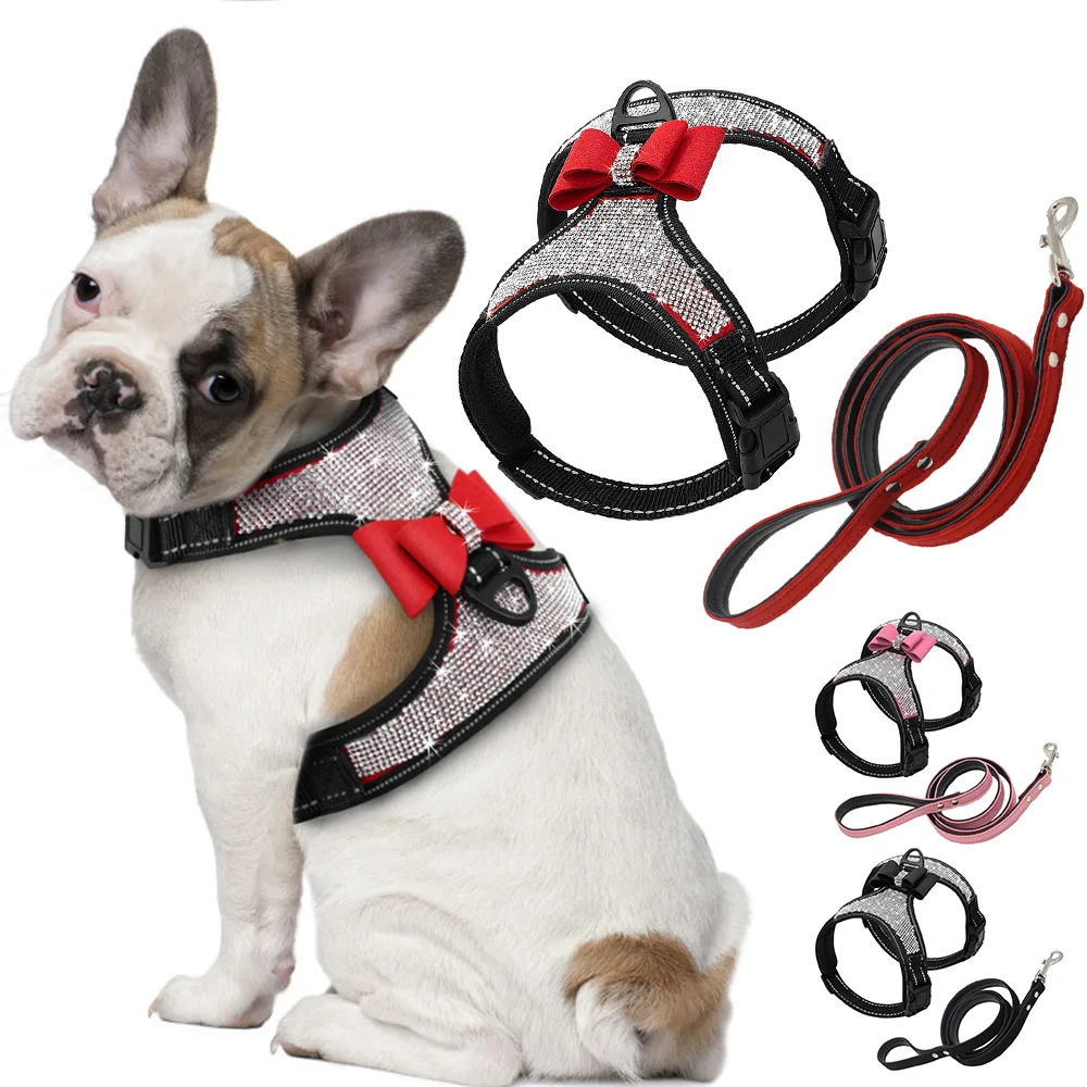 Bling Rhinestone Bowknot Dog Harness Reflective Nylon Pitbull Pug Small Medium Dogs Harnesses Vest Pet Accessories Supplies D30
Bling Rhinestone Bowknot Dog Harness Reflective Nylon Pitbull Pug Small Medium Dogs Harnesses Vest Pet Accessories Supplies D30