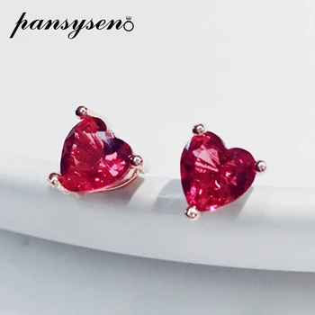 PANSYSEN Rose Gold Color Heart Design Women's Earring Real 925 Sterling Silver Ruby Stud Earrings Wedding Party Fine Jewerly
PANSYSEN Rose Gold Color Heart Design Women's Earring Real 925 Sterling Silver Ruby Stud Earrings Wedding Party Fine Jewerly