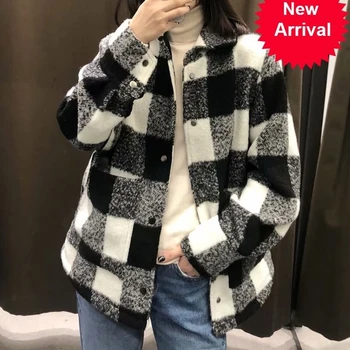 women elegant Vintage plaid jackets 2020 winter fashion ladies patchwork coats female thick woolen jacket girls oversize outfit
women elegant Vintage plaid jackets 2020 winter fashion ladies patchwork coats female thick woolen jacket girls oversize outfit