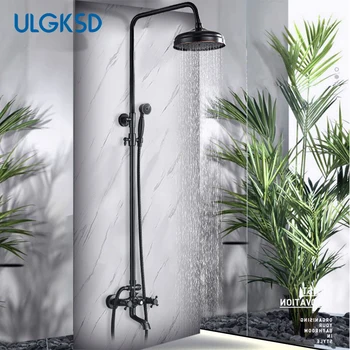 Black Bronze Bathroom Shower Faucets Brass Wall Mount Dual Handle 8 Inch Rainfall Shower Head Set Faucet Mixer Water Tap
Black Bronze Bathroom Shower Faucets Brass Wall Mount Dual Handle 8 Inch Rainfall Shower Head Set Faucet Mixer Water Tap