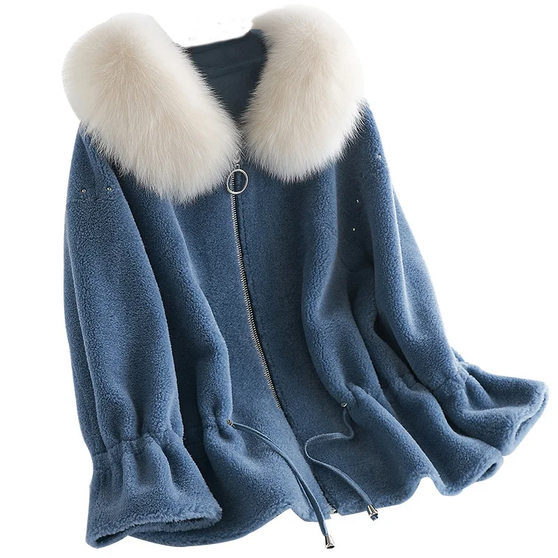 Autumn Winter Jacket Women Clothes Korean Fox Fur Hooded Real Fur Coat Sheep Shearling 100% Wool Coat Suede Lining ZT1366
Autumn Winter Jacket Women Clothes Korean Fox Fur Hooded Real Fur Coat Sheep Shearling 100% Wool Coat Suede Lining ZT1366