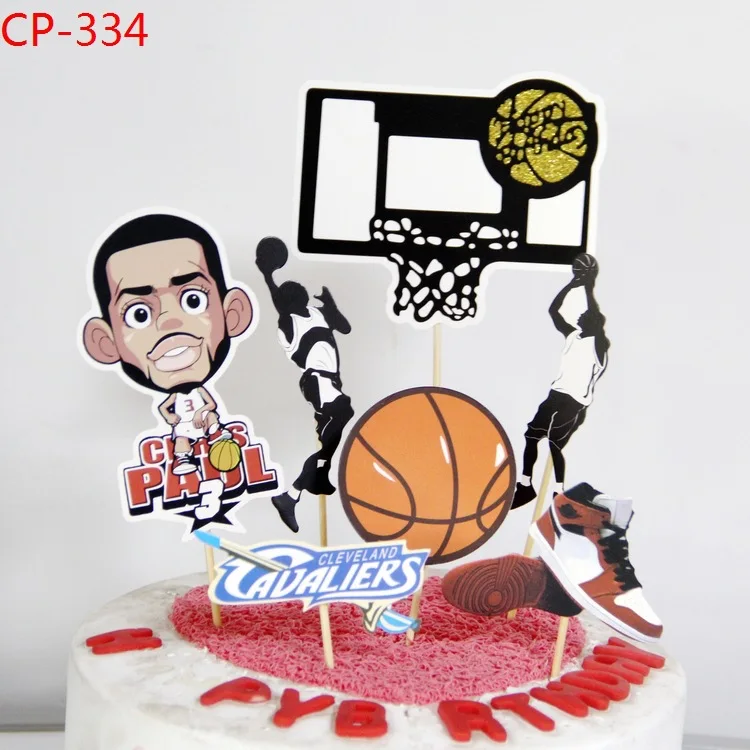 basketball cake cupcake toppers cake flags boy birthday kids gifts party deco IF