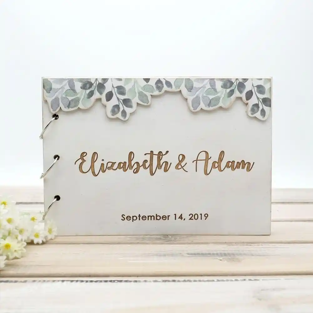 guestbook custom wood wedding guest book anniversary gift