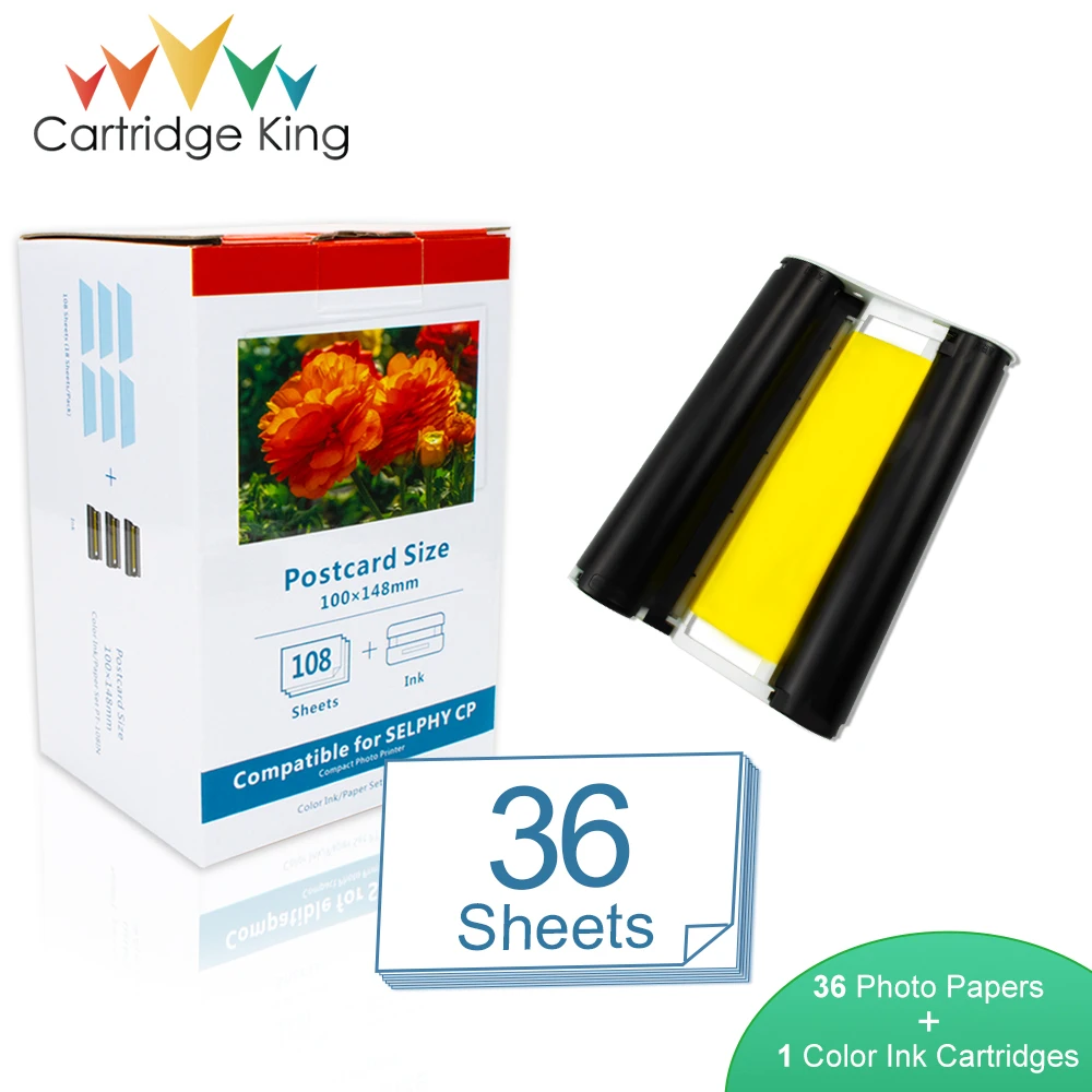 Cartridge King Ink Cartridge Color Ink Paper Set for Canon Selphy Printer CP1200 CP1300 CP910 CP900 KP 108IN KP-36IN
Cartridge King Ink Cartridge Color Ink Paper Set for Canon Selphy Printer CP1200 CP1300 CP910 CP900 KP 108IN KP-36IN