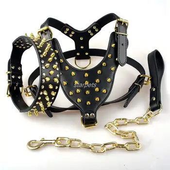 Cool Spiked Studded Leather Dog Harness Rivets Collar and Leash Set For Medium Large Dogs Pitbull Bulldog Bull Terrier 26"-34"
Cool Spiked Studded Leather Dog Harness Rivets Collar and Leash Set For Medium Large Dogs Pitbull Bulldog Bull Terrier 26"-34"