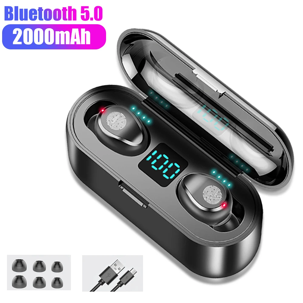 F9 Bluetooth Earphones 5.0 TWS Wireless Headset Power Display Earphone with charging box Stereo Sports Earbuds Gaming for phone
F9 Bluetooth Earphones 5.0 TWS Wireless Headset Power Display Earphone with charging box Stereo Sports Earbuds Gaming for phone