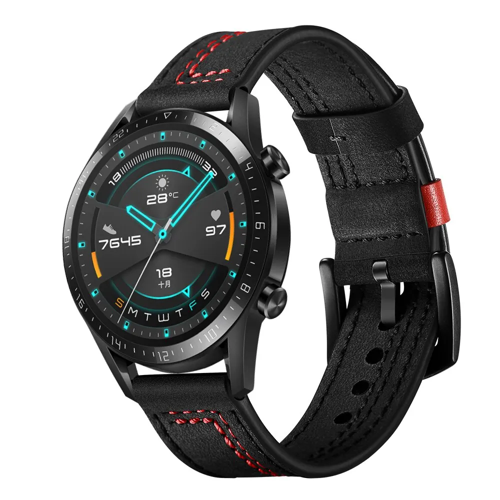 

22mm Huawei watch GT 2-2e strap for Gear S3 Frontier band Amazfit pace/gtr 47mm Leather bracelet Samsung Galaxy Watch 3 45/46mm