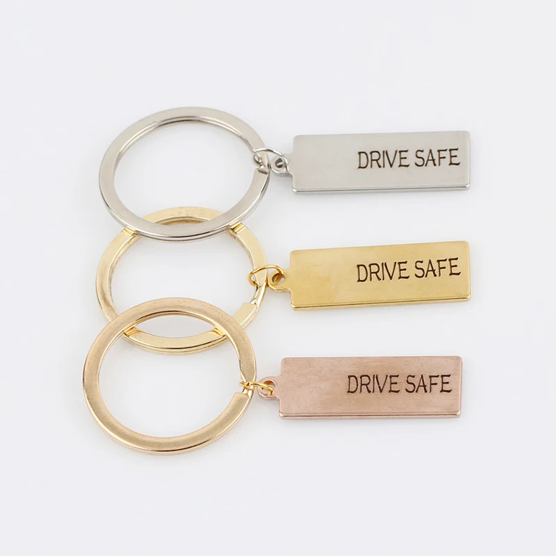 Fashion-Couple-Lovers-Family-Gifts-Keyring-Drive-Safe-Letter-Stainless-Steel-Key-Ring-Unisex-Car-Key