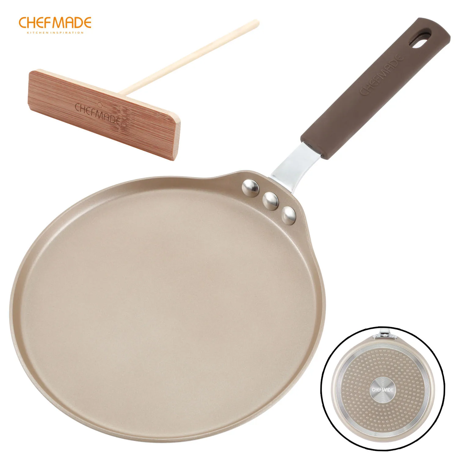 CHEFMADE 8-Inch Crepe Mold , Non-stick Pancake Pan with Insulating Silicone Handle, FDA for Kitchen Oven Baking
CHEFMADE 8-Inch Crepe Mold , Non-stick Pancake Pan with Insulating Silicone Handle, FDA for Kitchen Oven Baking
