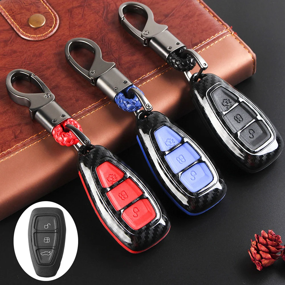Фото KKMOON 1Pcs Carbon Fiber Remote Key Fob Case Shell Cover car styling for Fords/Fo-cus/Fiesta/Kuga/C-Max | Автомобили и мотоциклы