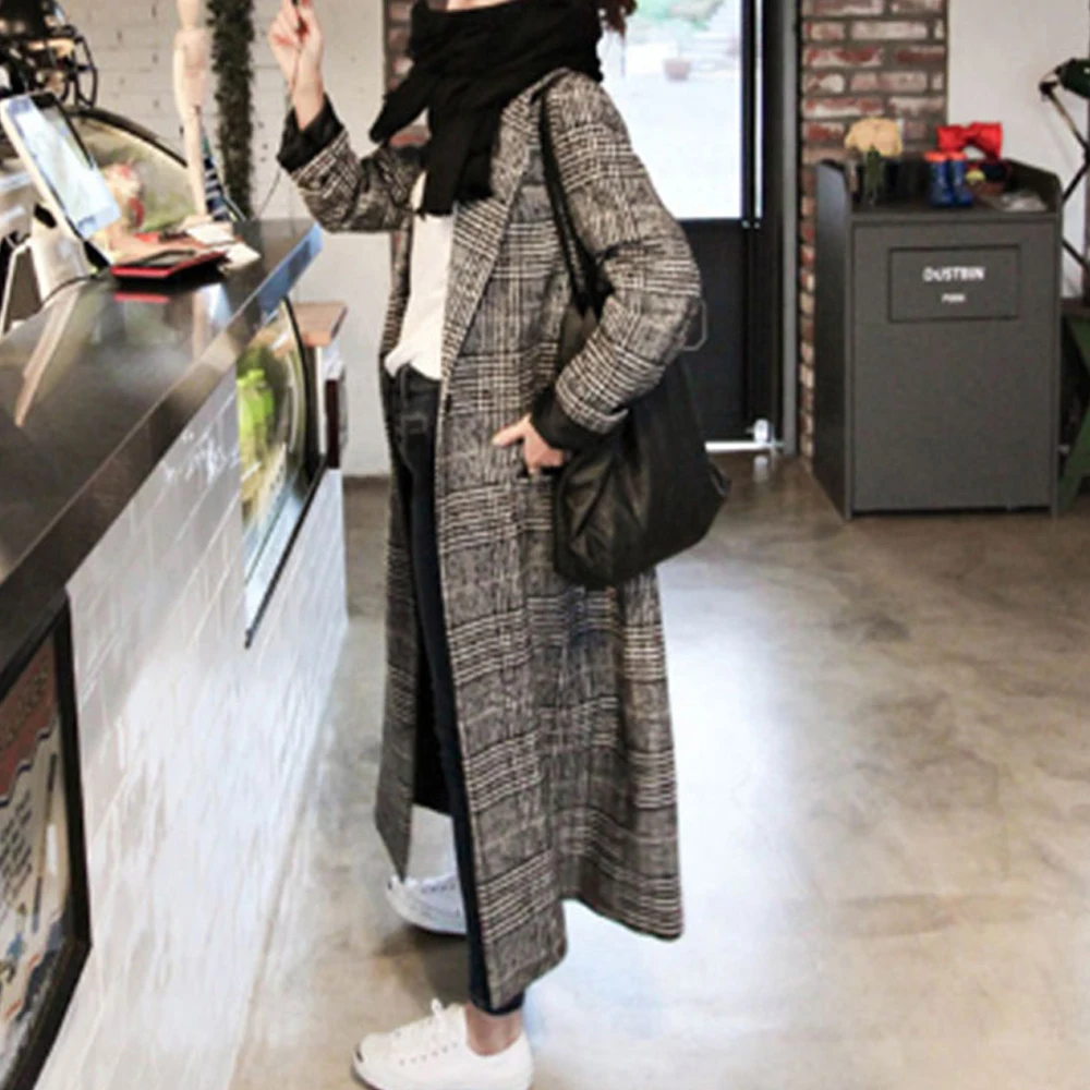Plaid Wool Blends Women 2019 Korean Fashion Fall and Winter Straight Loose Retro Long Overcoat Office Ladies Causal Coat
Plaid Wool Blends Women 2019 Korean Fashion Fall and Winter Straight Loose Retro Long Overcoat Office Ladies Causal Coat