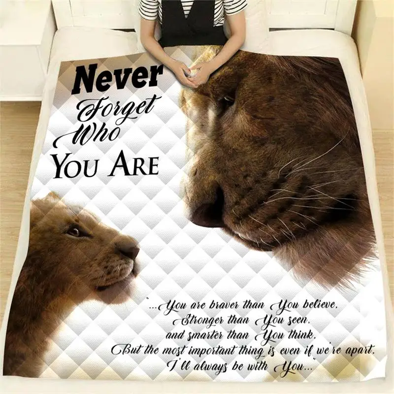 The Lion King Printed Never forget who you are Home Sofa Cover Quilt For Bed Soft Travel Hotel Warm Blanket Cotton Quilt Drop
The Lion King Printed Never forget who you are Home Sofa Cover Quilt For Bed Soft Travel Hotel Warm Blanket Cotton Quilt Drop