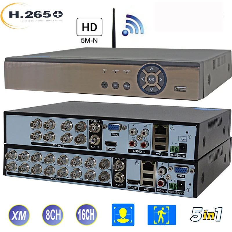 8CH 16CH Xmeye AHD WIFI DVR NVR 5M-N 4MP 1080P Video Surveillance 6 IN 1 TVI CVI CVBS Hybrid Security CCTV P2P | Безопасность и