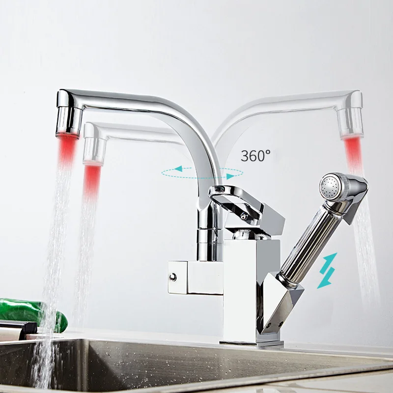 1*Faucet Pull-Out Kitchen Sink Basin Mixed Faucet Copper 360 Degree Rotation LED Color Replacement
1*Faucet Pull-Out Kitchen Sink Basin Mixed Faucet Copper 360 Degree Rotation LED Color Replacement