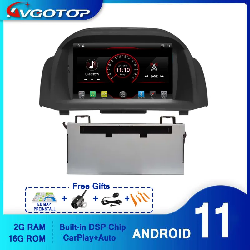 AVGOTOP Android 11 WINCE Bluetooth GPS автомобильный радиоприемник DVD-плеер для FORD FIESTA 2009-2012 2G 16G MP3