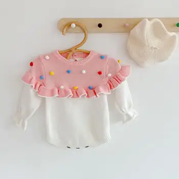 Baby Girls Knitted Bodysuit 2020 Autumn Winter Cute Ruffles Long Sleeve Baby Infant Jumpsuit Color Pompom Design Girls Clothes 
Baby Girls Knitted Bodysuit 2020 Autumn Winter Cute Ruffles Long Sleeve Baby Infant Jumpsuit Color Pompom Design Girls Clothes