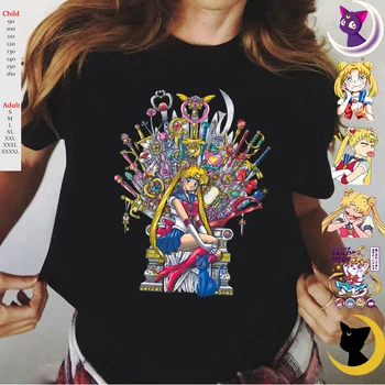 Harajuku Girl Sailor Moon T Shirt Women/child Kawaii Cartoon Luna Print T-shirt Ullzang 90s Tshirt Female Korean Style Tee Tops 
Harajuku Girl Sailor Moon T Shirt Women/child Kawaii Cartoon Luna Print T-shirt Ullzang 90s Tshirt Female Korean Style Tee Tops