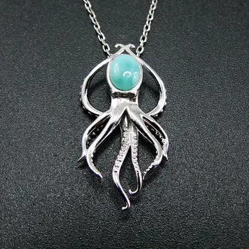 Hot Selling 925 Sterling Silver Sea Life Animals Natural Dominica Larimar Octopus Pendant Neckalce For Women 
Hot Selling 925 Sterling Silver Sea Life Animals Natural Dominica Larimar Octopus Pendant Neckalce For Women