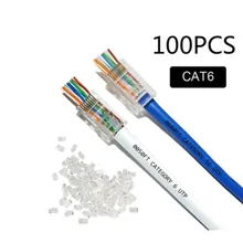 100Pcs Connector Plugs Connects UTP CAT6 Network Cable Modular Pass Through Transparency 8P8C Connector Plugs
100Pcs Connector Plugs Connects UTP CAT6 Network Cable Modular Pass Through Transparency 8P8C Connector Plugs