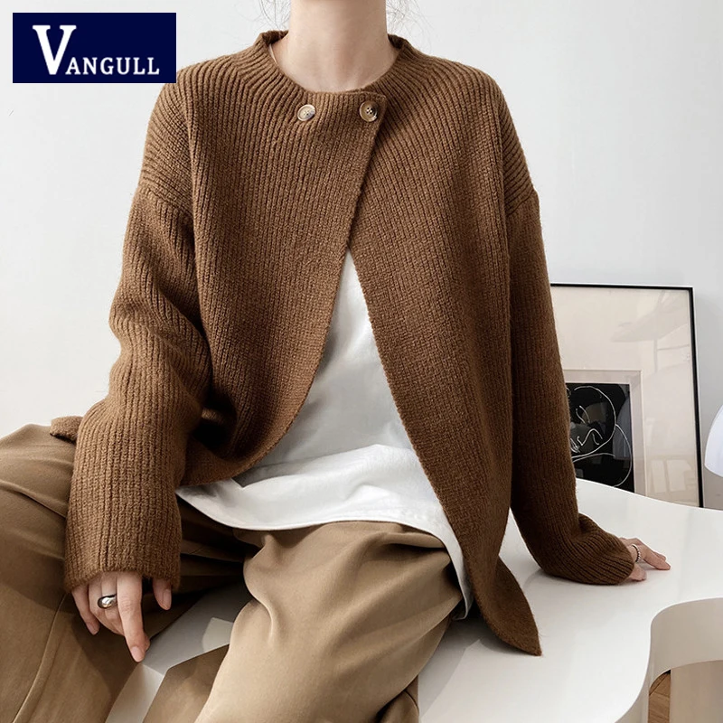 Vangull Solid Color Knitted Cardigans Women Autumn Winter New Vintage Two Buttons Soft O-neck Sweater Top Female Elegant Sweater
Vangull Solid Color Knitted Cardigans Women Autumn Winter New Vintage Two Buttons Soft O-neck Sweater Top Female Elegant Sweater