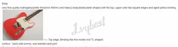 lvybest electric guitar customized neck and headstock shape thin ornage color body,aged yellow binding,belly cut back top flat!
lvybest electric guitar customized neck and headstock shape thin ornage color body,aged yellow binding,belly cut back top flat!