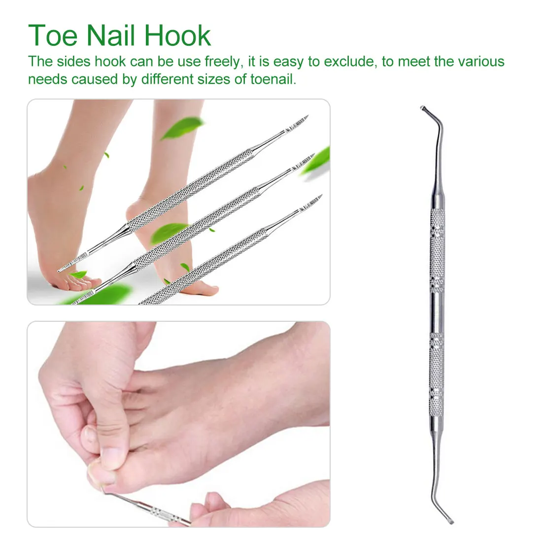 Pedicure Nail Care Hook Lifter File Clean Tool Double Ended Sided Hook Dual-ended Chameleon Ingrown Toe Nail Correction Tool
Pedicure Nail Care Hook Lifter File Clean Tool Double Ended Sided Hook Dual-ended Chameleon Ingrown Toe Nail Correction Tool