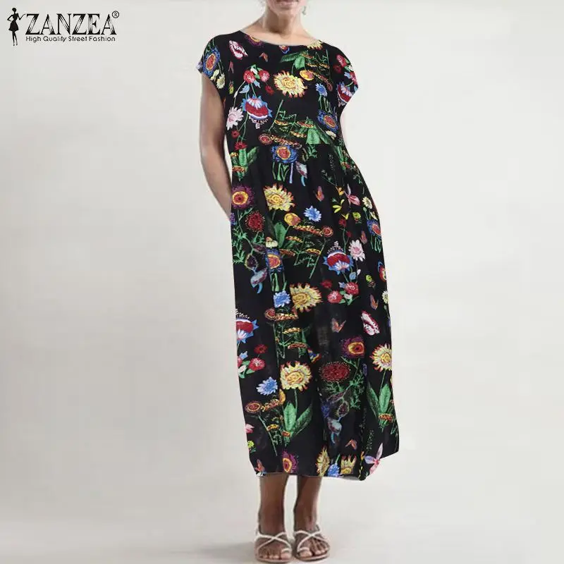 2019 ZANZEA Summer Women Short Sleeve Dress Vintage Beach Party Long Sundress Casual O Neck Floral Printed Vestidos Femme Robe
2019 ZANZEA Summer Women Short Sleeve Dress Vintage Beach Party Long Sundress Casual O Neck Floral Printed Vestidos Femme Robe