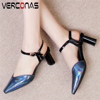 VERCONAS Women Classic Design Concise Genuine Leather Buckle Pointed Toe Party Pumps Thick Heel Sandals Thick Heel Shoes Woman
VERCONAS Women Classic Design Concise Genuine Leather Buckle Pointed Toe Party Pumps Thick Heel Sandals Thick Heel Shoes Woman