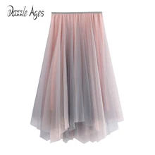 Dazzle Ages Women Long Pleated Skirts A Line High Waist Loose Irregular Mesh Fashion Elegant Tulle Solid Casual Female Clothes
Dazzle Ages Women Long Pleated Skirts A Line High Waist Loose Irregular Mesh Fashion Elegant Tulle Solid Casual Female Clothes
