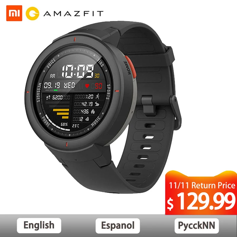 Global Version Amazfit Verge Smartwatch GPS Answer Calls Heart Rate Sleep Monitor Music Smart Watch IP68 Waterproof 11 Sports
Global Version Amazfit Verge Smartwatch GPS Answer Calls Heart Rate Sleep Monitor Music Smart Watch IP68 Waterproof 11 Sports