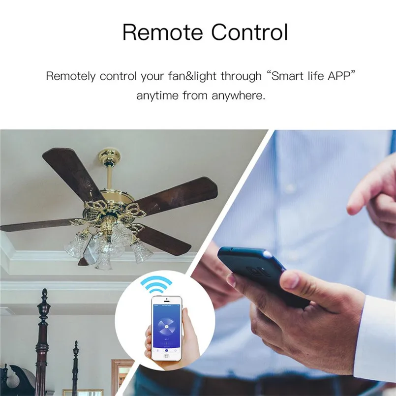 Smart WiFi fan light switch into the wall ceiling fan light switch US regulations voice remote touch control sensor switch 30A24
Smart WiFi fan light switch into the wall ceiling fan light switch US regulations voice remote touch control sensor switch 30A24