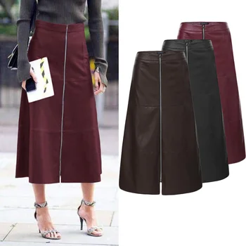 Plus Size Women's PU Leather Midi Skirts Autumn Sundress ZANZEA Elegant High Waist Skirts Female Front Zipper Long Vestidos Robe
Plus Size Women's PU Leather Midi Skirts Autumn Sundress ZANZEA Elegant High Waist Skirts Female Front Zipper Long Vestidos Robe