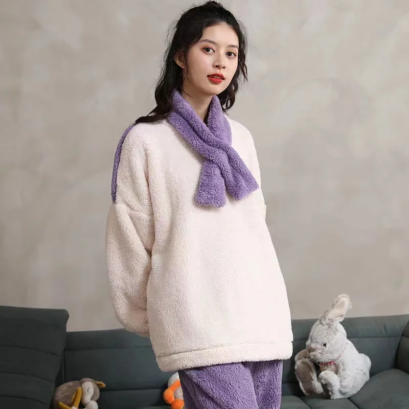 Winter Thick Warm Flannel Pyjamas Set Women's Coral Velvet Long Sleeve Trousers Sleepwear Home Clothing Pajama
Winter Thick Warm Flannel Pyjamas Set Women's Coral Velvet Long Sleeve Trousers Sleepwear Home Clothing Pajama