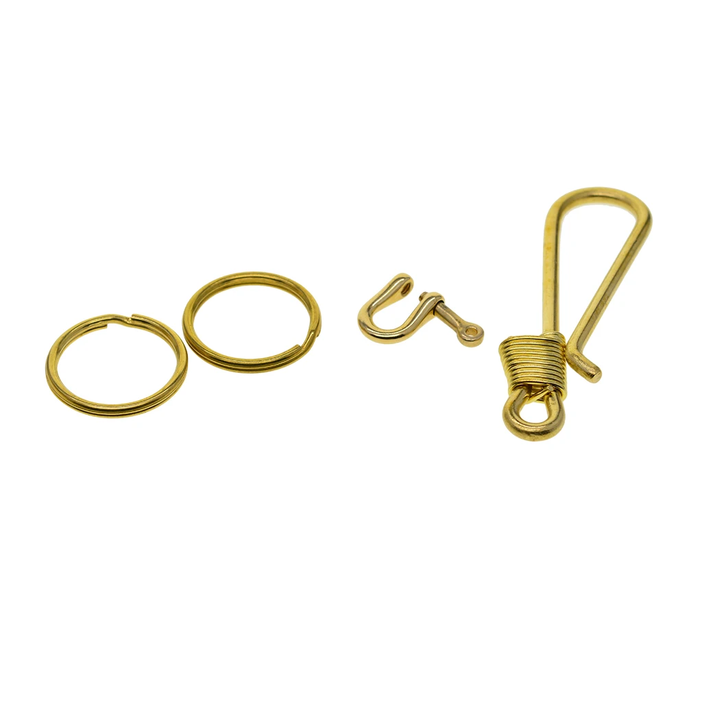 Heavy Duty Fish Hook Keychain Brass Clip-on Loop Key Chain Clasp with Ring Heavy Duty Fish Hook Keychain Brass Clip-on Loop Key Chain Clasp with Ring