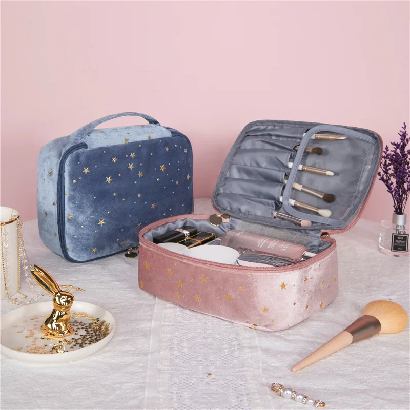 

Velvet Portable Cosmetic Bag Travel Lipstick Brush Storage Case Women Sanitary Napkin Cosmetics Packaging Pouch Makeup Bag